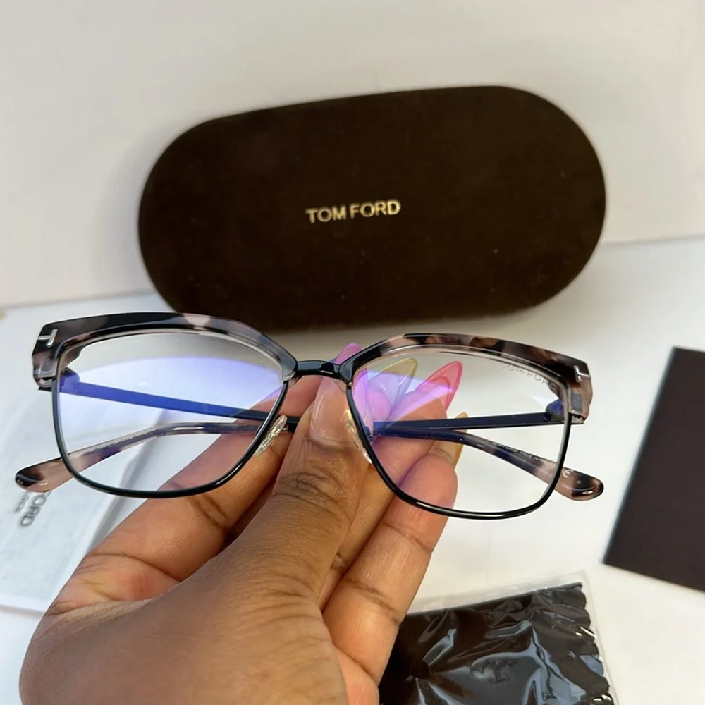 New Tom Ford FT5547-B Eyeglasses Pink Vintage Havana / Clear Lens Women's